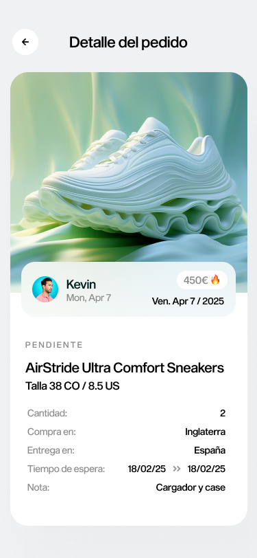 Comprar productos del extranjero - Detalle de pedido con viajero verificado en BringIt